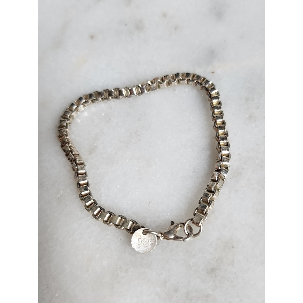 Sterling Silver 925 Bracelet Unisex 7.5" Classic Timeless Box Chain Square Link